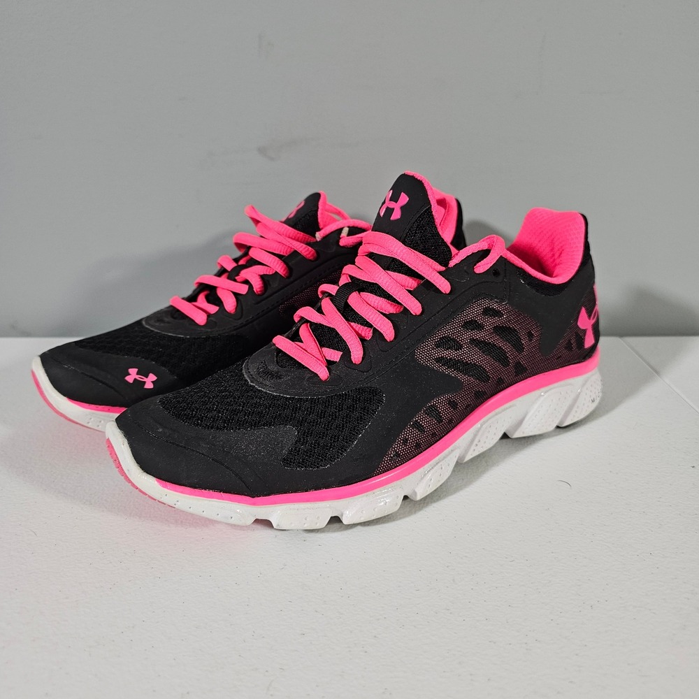 Under Armour Micro G Running Shoes Womens 8.5 Black Pink 1235704-001 Sneakers